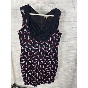 Lindy Bop Black Lipstick Print Wiggle Pencil Dress Womens Size 18 Retro Pinup